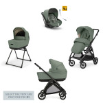 Inglesina Πολυκαρότσι Electa Quattro Χρώμα Murray Green Με σκελετό Total Black Και Κάθισμα Αυτοκινήτου Darwin Infant Recline KA52S0MRG