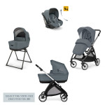 Inglesina Πολυκαρότσι Electa Quattro Χρώμα Union Grey Με σκελετό Silver Black Και Κάθισμα Αυτοκινήτου Darwin Infant Recline KA52S0UNG