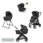 Inglesina Πολυκαρότσι Electa Quattro Χρώμα Upper Black Με σκελετό Iridio Black Και Κάθισμα Αυτοκινήτου Darwin Infant Recline KA52S0UPB
