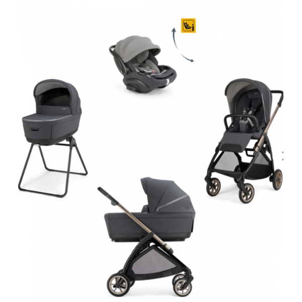 Inglesina Πολυκαρότσι Electa Quattro Garage Grey Με Σκελετό Bronze Black και Κάθισμα Αυτοκινήτου Darwin Infant Recline KA52T0GRG