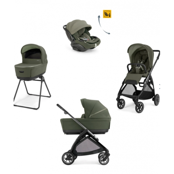 Inglesina Πολυκαρότσι Electa Quattro Loft Green Με Σκελετό Iron Black και Κάθισμα Αυτοκινήτου Darwin Infant Recline KA52T0LFG