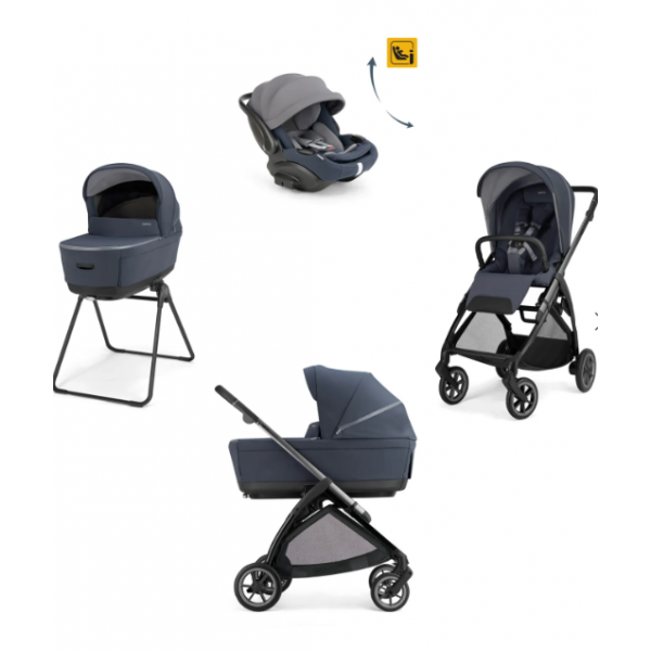 Inglesina Πολυκαρότσι Electa Quattro Rooftop Blue  Με Σκελετό Iron Black και Κάθισμα Αυτοκινήτου Darwin Infant Recline KA52T0RTB