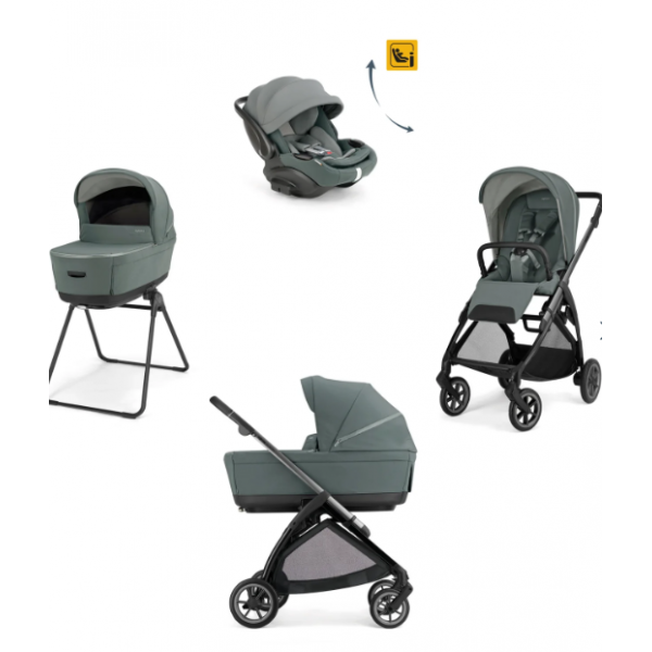 Inglesina Πολυκαρότσι Electa Quattro Studio Grey  Με Σκελετό Iron Black και Κάθισμα Αυτοκινήτου Darwin Infant Recline KA52T0SDG