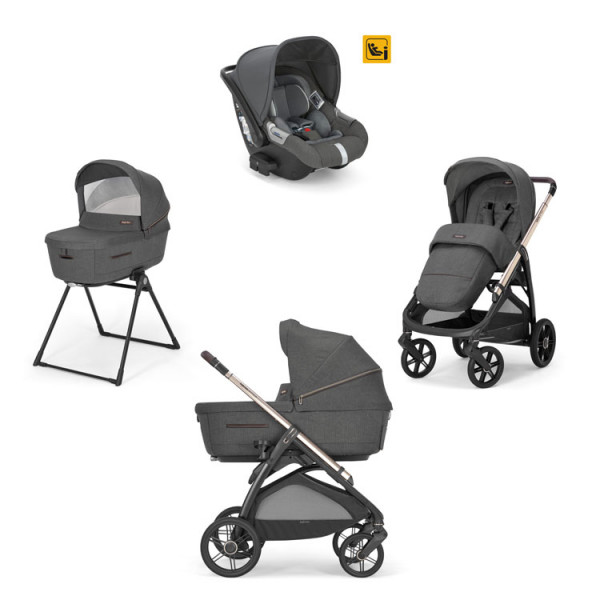 Inglesina Καρότσι Aptica Quattro System With Darwin Infant Velvet Grey Με Σκελετό Palladio Black KA61R0VLG