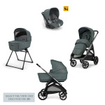 Inglesina Καρότσι Aptica Quattro System With Darwin Infant Emerald Green Με Σκελετό Litio Black KA61S0EMG