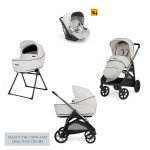 Inglesina Καρότσι Aptica Quattro χρώμα Opal Ivory με σκελετό Iridio Black και παιδικό κάθισμα αυτοκινήτου Darwin Infant KA61S0OPI