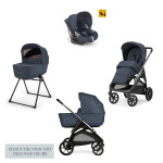 Inglesina Aptica Quattro χρώμα Resort Blue με σκελετό Litio Black και παιδικό κάθισμα αυτοκινήτου Darwin Infant KA61S0RSB