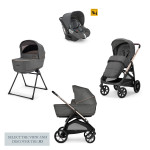 Inglesina Καρότσι Aptica Quattro System With Darwin Infant Velvet Grey Με Σκελετό Palladio Black KA61S0VLG