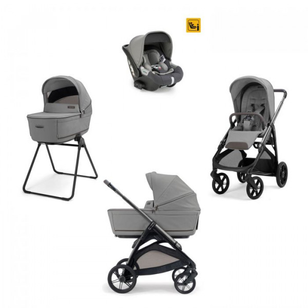 Inglesina Πολυκαρότσι Aptica Quattro Crystal Grey Με Σκελετό Litio Black και Κάθισμα Αυτοκινήτου Darwin Infant KA61T0CLG