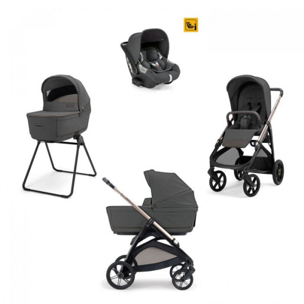 Inglesina Πολυκαρότσι Aptica Quattro Marble Grey Με Σκελετό Palladio Black και Κάθισμα Αυτοκινήτου Darwin Infant KA61T0MBG