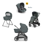 Inglesina Καρότσι Aptica Quattro System With Darwin Infant Recline Emerald Green Με Σκελετό Litio Black KA62R0EMG