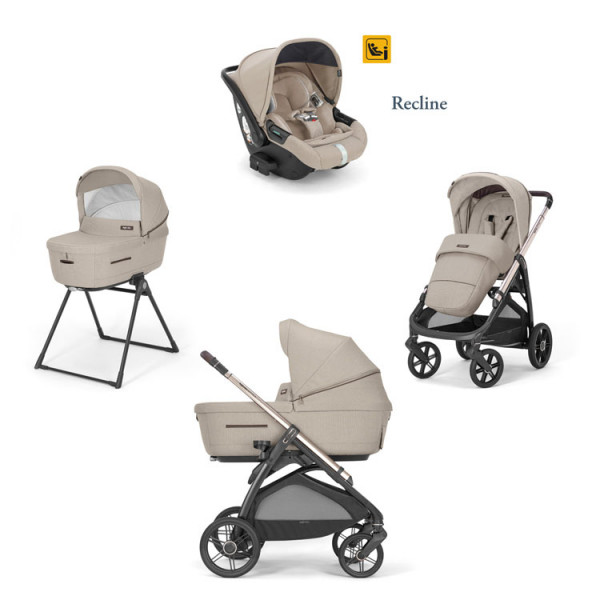 Inglesina Καρότσι Aptica Quattro System With Darwin Infant Recline Pashmina Beige Με Σκελετό Palladio Black KA62R0PSB