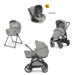 Inglesina Καρότσι Aptica Quattro System With Darwin Infant Recline Satin Grey  Με Σκελετό Litio Black KA62R0SNG