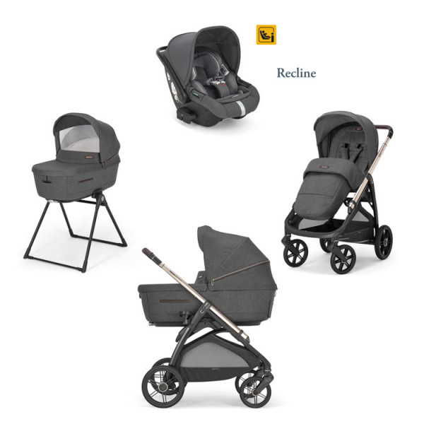 Inglesina Καρότσι Aptica Quattro System With Darwin Infant Recline Velvet Grey Με Σκελετό Palladio Black KA62R0VLG