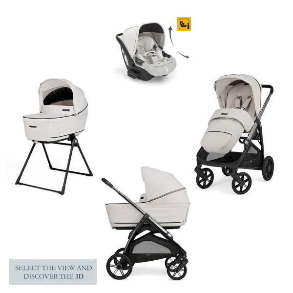 Inglesina Καρότσι Aptica Quattro χρώμα Opal Ivory με σκελετό Litio Black και παιδικό κάθισμα αυτοκινήτου Darwin Infant Recline KA62S0OPI