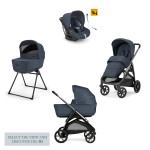 Inglesina Καρότσι Aptica Quattro χρώμα Resort Blue με σκελετό Litio Black και παιδικό κάθισμα αυτοκινήτου Darwin Infant Recline KA62S0RSB