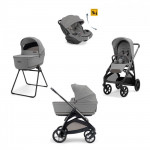 Inglesina Πολυκαρότσι Aptica Quattro Crystal Grey Με Σκελετό Litio Black και Κάθισμα Αυτοκινήτου Darwin Infant Recline KA62T0CLG