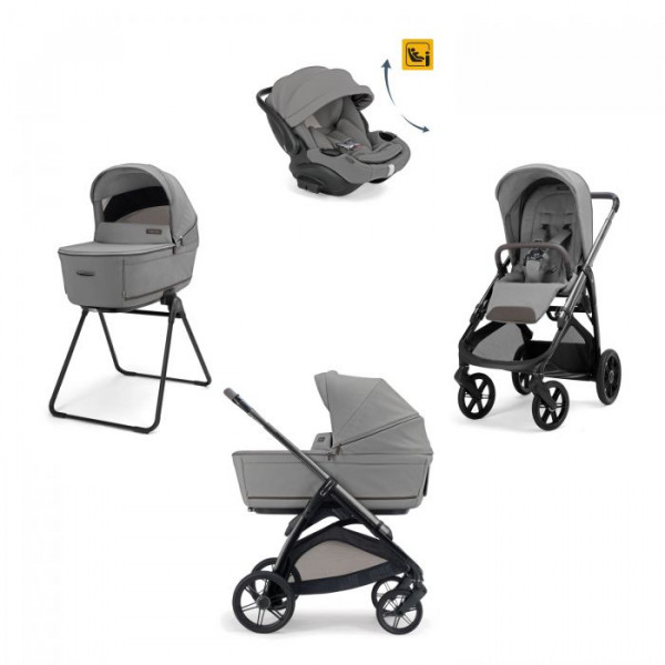 Inglesina Πολυκαρότσι Aptica Quattro Crystal Grey Με Σκελετό Litio Black και Κάθισμα Αυτοκινήτου Darwin Infant Recline KA62T0CLG