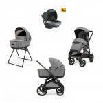 Inglesina Καρότσι Aptica XT Quattro χρώμα Canyon Grey με σκελετό Nero και παιδικό κάθισμα αυτοκινήτου Darwin Infant KA71S0CNG