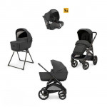 Inglesina Καρότσι Aptica XT Quattro χρώμα Magnet Grey με σκελετό Nero και παιδικό κάθισμα αυτοκινήτου Darwin Infant KA71S0MGG