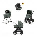 Inglesina Καρότσι Aptica XT Quattro χρώμα Taiga Green με σκελετό Nero και παιδικό κάθισμα αυτοκινήτου Darwin Infant KA71S0TGG