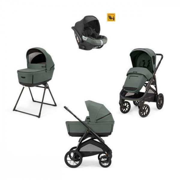 Inglesina Καρότσι Aptica XT Quattro χρώμα Taiga Green με σκελετό Nero και παιδικό κάθισμα αυτοκινήτου Darwin Infant KA71S0TGG