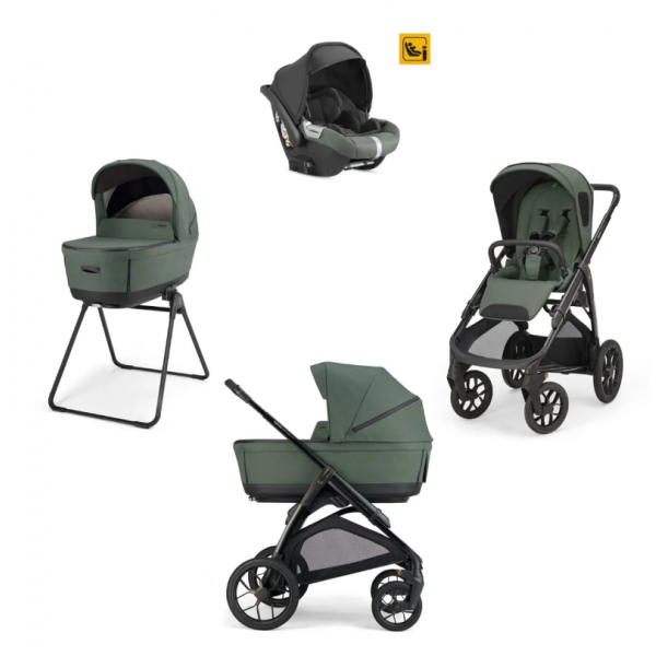 Inglesina Πολυκαρότσι Aptica XT Quattro Taiga Green Με Σκελετό Total Black και Κάθισμα Αυτοκινήτου Darwin Infant KA71T0TGG