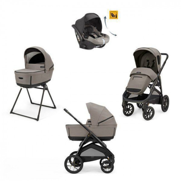 Inglesina Καρότσι Aptica XT Quattro χρώμα Tundra Beige με σκελετό Nero και παιδικό κάθισμα αυτοκινήτου Darwin Infant Recline KA72S0TDB
