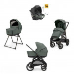 Inglesina Καρότσι Aptica XT Quattro χρώμα Taiga Green με σκελετό Nero και παιδικό κάθισμα αυτοκινήτου Darwin Infant Recline KA72S0TGG