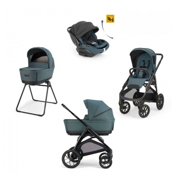 Inglesina Πολυκαρότσι Aptica XT Quattro Himalaya Blue Με Σκελετό Total Black και Κάθισμα Αυτοκινήτου Darwin Infant Recline KA72T0HMB