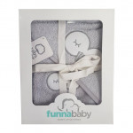 Funna Baby Σετ Μπουρνούζι-Κάπα 75cm x 75cm & Γάντι Μπάνιου Owlet Grey 9757