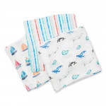 Lulujo 3 Μουσελίνες Bamboo Out At Sea Swaddling Blankets LJ136