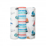 Lulujo 3 Μουσελίνες Bamboo Out At Sea Swaddling Blankets LJ136