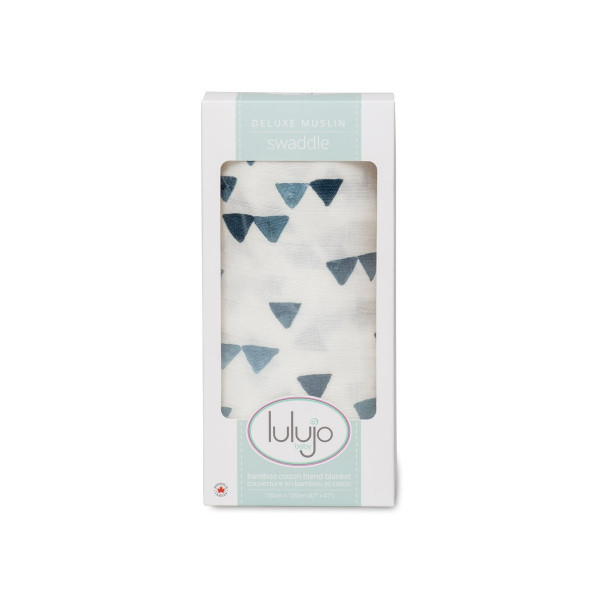 Lulujo Μουσελίνα Bamboo Navy Triangles Swaddling Blanket LJ145