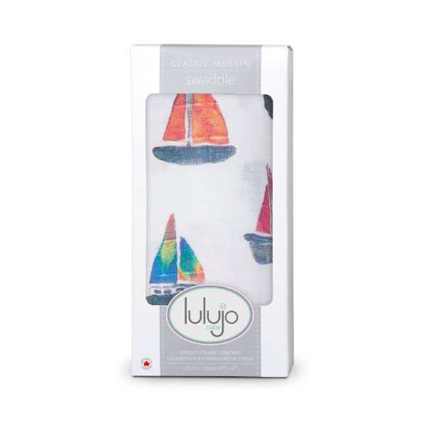 Lulujo Μουσελίνα Sailboats Swaddling Blanket LJ428