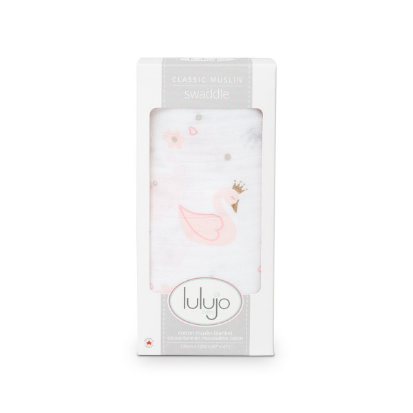 Lulujo Μουσελίνα Swan Swaddling Blanket LJ429