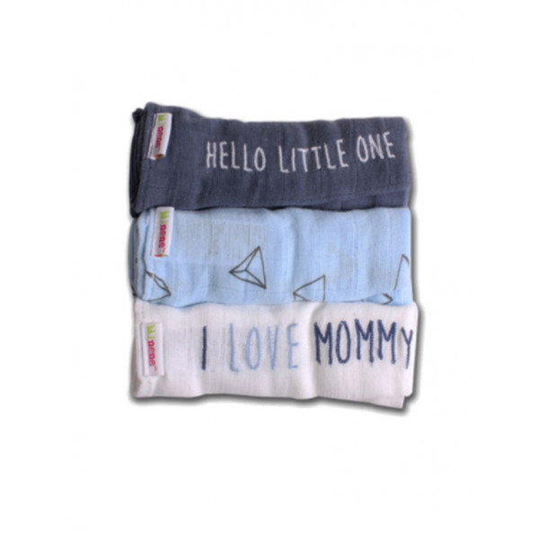 Minene Πάνα Μουσελίνα Mommy/Daddy σιέλ-μπλε-άσπρο MN21380