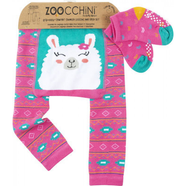 Zoocchini – Grip+Easy Παντελόνι για Μπουσούλιμα & Κάλτσες – Laney the Llama 6-12M ZOO12512