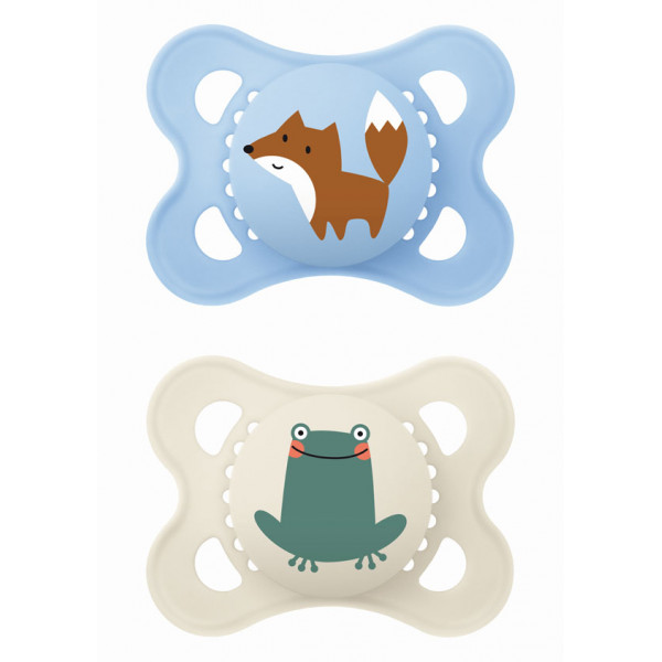 MAM Πιπίλα Original Σιλικόνης 2-6 μηνών Γαλάζιο Αλεπού-Βάτραχος 100SBc