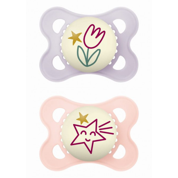 MAM Πιπίλα Original Night Σιλικόνης 2-6 μηνών Μωβ 110SGc