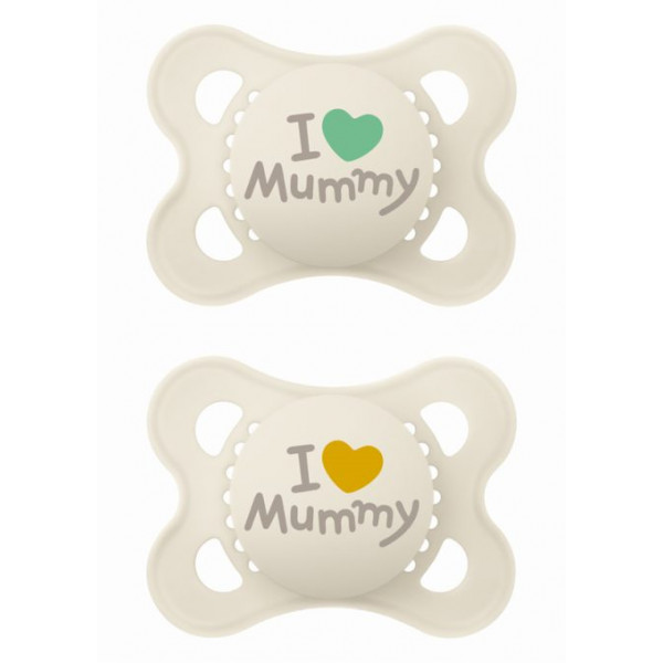 MAM Πιπίλα Ι Love Mummy Σιλικόνης 2-6 μηνών Κρεμ 115SU2c