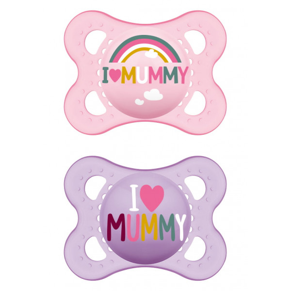 MAM Πιπίλα Σιλικόνης Ι Love Mummy 2-6m Μωβ 115SG1