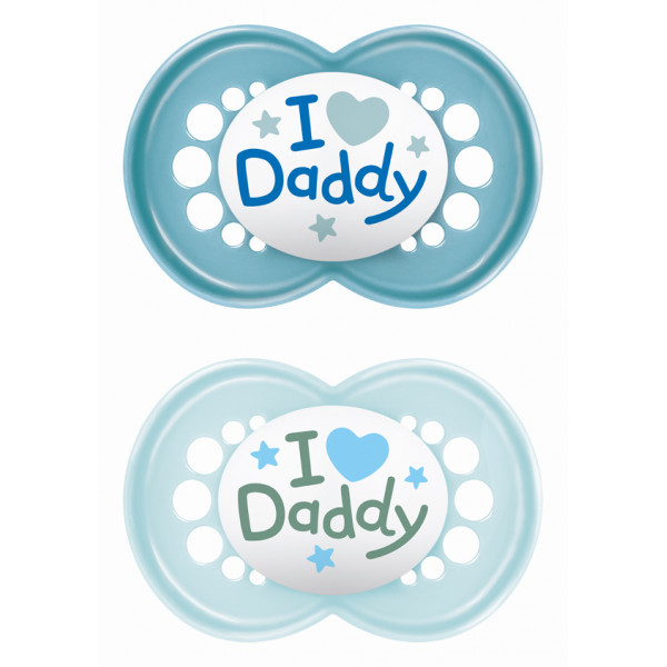 MAM Πιπίλα Ι Love Daddy Σιλικόνης 6-16 μηνών Μπλε 170SB1c