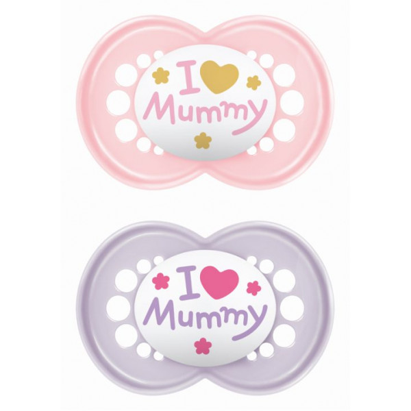 MAM Πιπίλα Σιλικόνης Ι Love Mummy  6-16 μηνών Ροζ 170SG1c