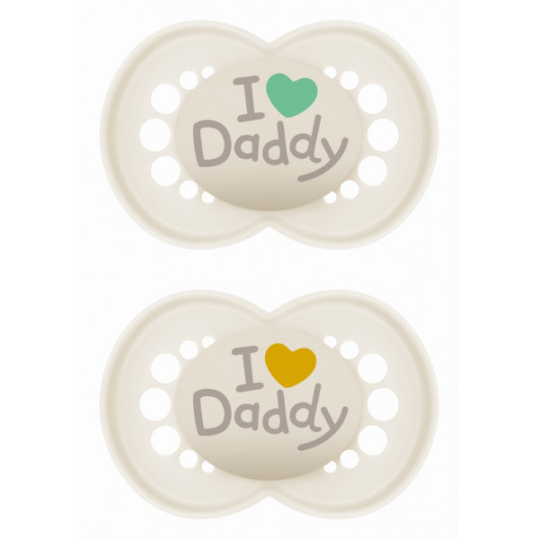 MAM Πιπίλα Σιλικόνης Ι Love Mummy & Daddy Σιλικόνης 6-16 μηνών Κρεμ 170SU1c