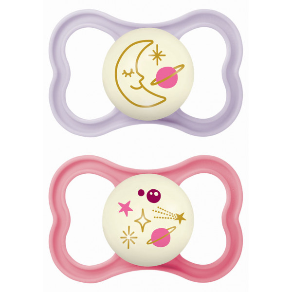 MAM Πιπίλα Air Night Σιλικόνης 16+ μηνών Ροζ 277SGc