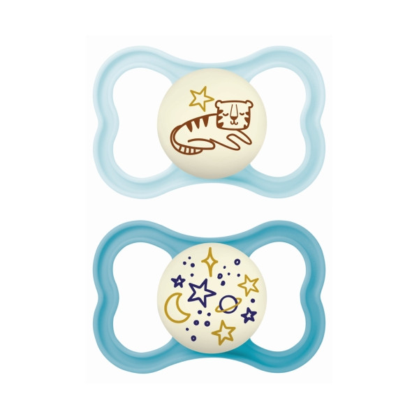 MAM Πιπίλα Supreme Night Σιλικόνης 16+ μηνών (Γάτα) Μπλε 298SBc.