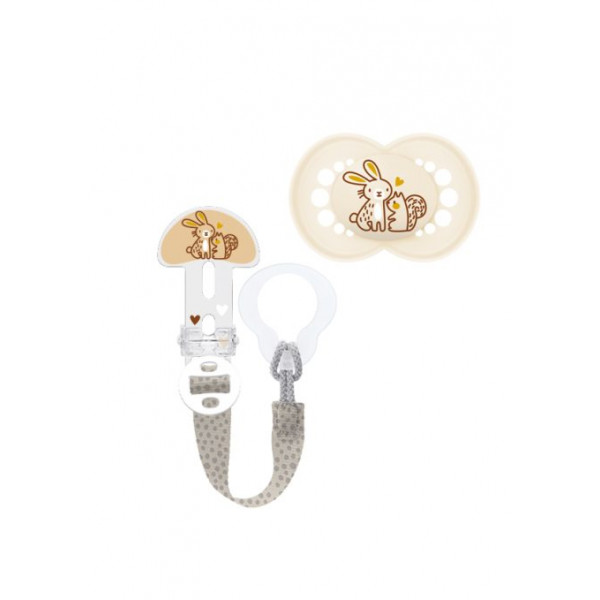 MAM Σετ Πιπίλα Original 6-16m & Clip it Κρεμ 319SUc