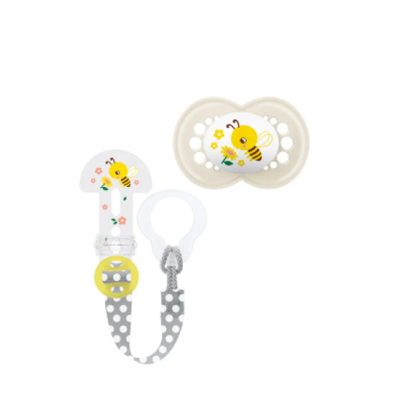 MAM Σετ Πιπίλα Original 6-16m & Clip it Κρεμ 319SU