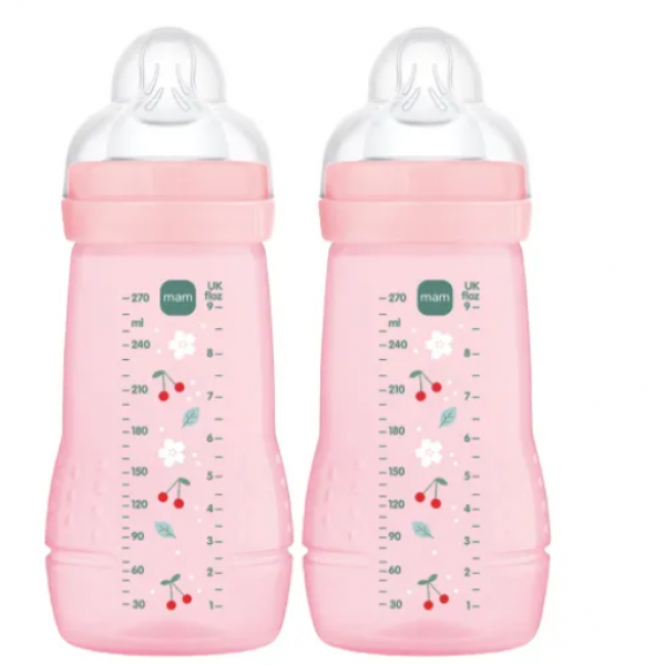 MAM Σετ 2 Μπιμπερό Easy Active™ Baby Bottle 270ml 2 μηνών+ Pink 363SGc